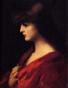 Jean-Jacques Henner Study of a Woman in Red France oil painting artist